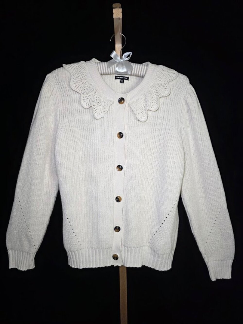 Who What Wear Knit Scalloped Ruffle Collar Cardigan XL